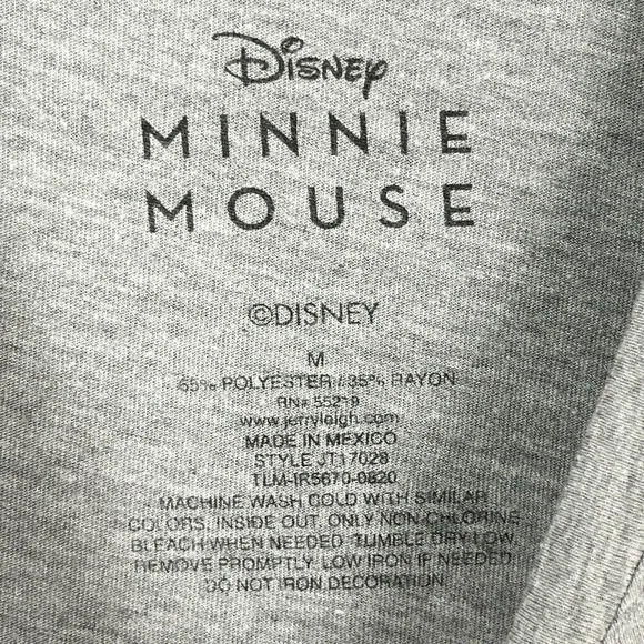 Disney Minnie Mouse Graphic Tee Shirt Gray Red Polka Dot Bow Sketch Art M Womens - Picture 2 of 8